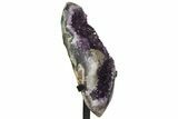 Amethyst Geode Section with Calcite on Metal Stand - Uruguay #171891-4